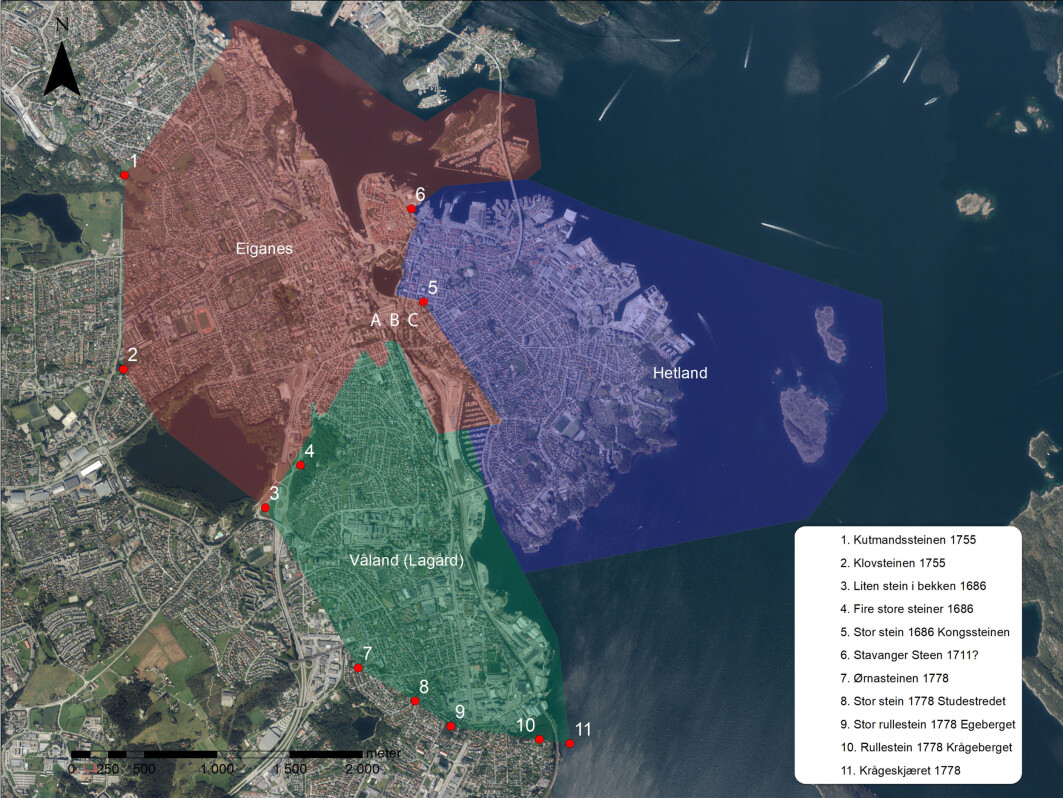 Gårder og gamle grensesteiner i Stavanger-området. Gårder og gamle grensesteiner i Stavanger-området.