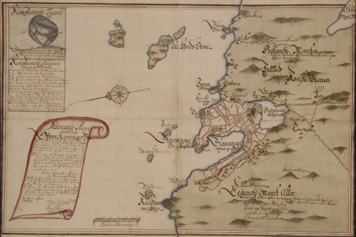 På Stavangers eldste bykart 1726 er Kongssteinen tegnet inn med mål. På Stavangers eldste bykart 1726 er Kongssteinen tegnet inn med mål.