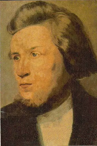Portrett av Hans Nielsen Hauge, malt i København av ukjent kunstner rundt år 1800.