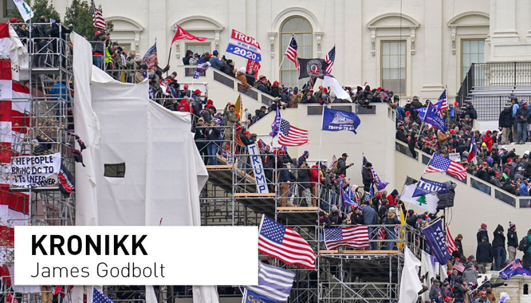 6. januar i år vart den amerikanske Kongressen storma i eit valdeleg opprør. Amerikanarane står unekteleg overfor ei alvorleg og truleg langvarig politisk krise, ikkje ulik den i slutten av 1960-åra, skriv historikar James Godbolt. 6. januar i år vart den amerikanske Kongressen storma i eit valdeleg opprør. Amerikanarane står unekteleg overfor ei alvorleg og truleg langvarig politisk krise, ikkje ulik den i slutten av 1960-åra, skriv historikar James Godbolt.