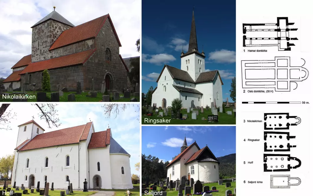 Noen av Olavs fylkeskirkesteder der det på 1100-tallet ble bygget mer fornemme kirker.