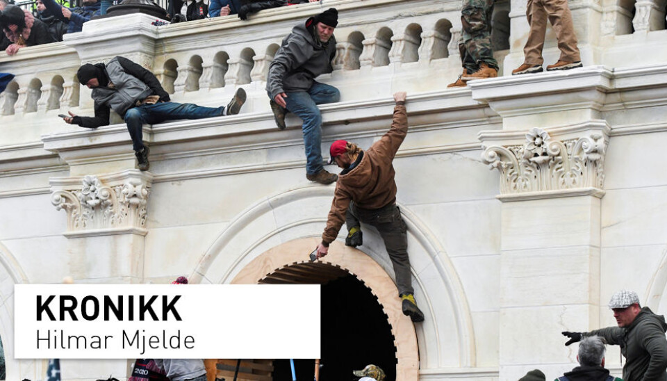 Det republikanske partiet er omgitt av et uoversiktlig landskap av høyreradikale og høyreekstreme aktivister, skriver Hilmar Mjelde. Her fra stormingen av Kongressen 6. januar i år.