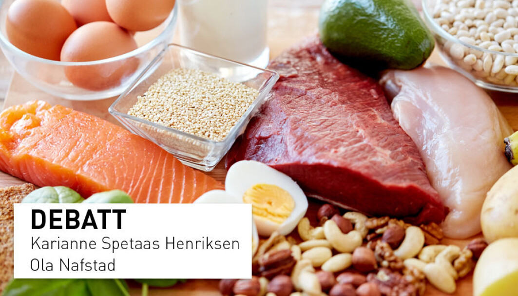 Meieri- og kjøttprodukter utgjør nesten to tredjedeler av proteininntaket. Det vil bli svært krevende for de aller fleste å erstatte dette med protein fra nøtter og grønnsaker, skriver innsenderne. Meieri- og kjøttprodukter utgjør nesten to tredjedeler av proteininntaket. Det vil bli svært krevende for de aller fleste å erstatte dette med protein fra nøtter og grønnsaker, skriver innsenderne.
