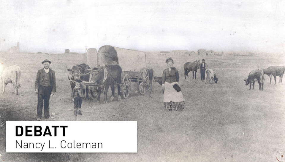 De fleste nordmenn som utvandret til USA var motstandere av slaveriet og fulgte råd om å slå seg ned i slavefrie stater, skriver Nancy L. Coleman. Her fra Nord-Dakota