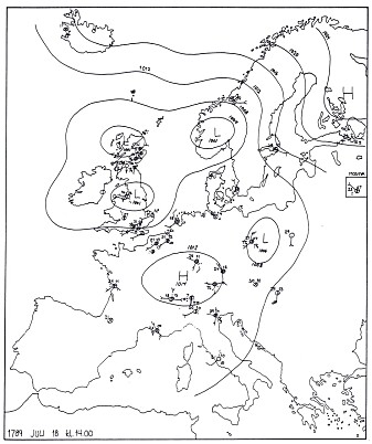 Værsituasjonen i Europa 18. juli 1789. Værsituasjonen i Europa 18. juli 1789.
