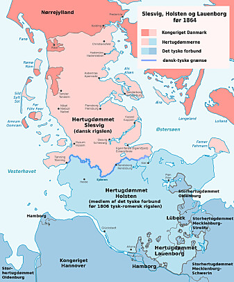 Situasjonen i grenseområdene mellom dagens Danmark og Tyskland før 1864. Situasjonen i grenseområdene mellom dagens Danmark og Tyskland før 1864.