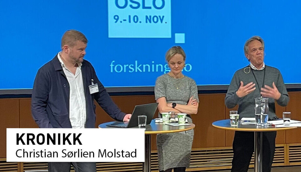 Debatt om forskningsformidling under Forskningskommunikasjonsdagene i fjor. F.v: Tore Wig (UiO), Ingvild Reymert (OsloMet), Thomas Evensen (Forskningsrådet).