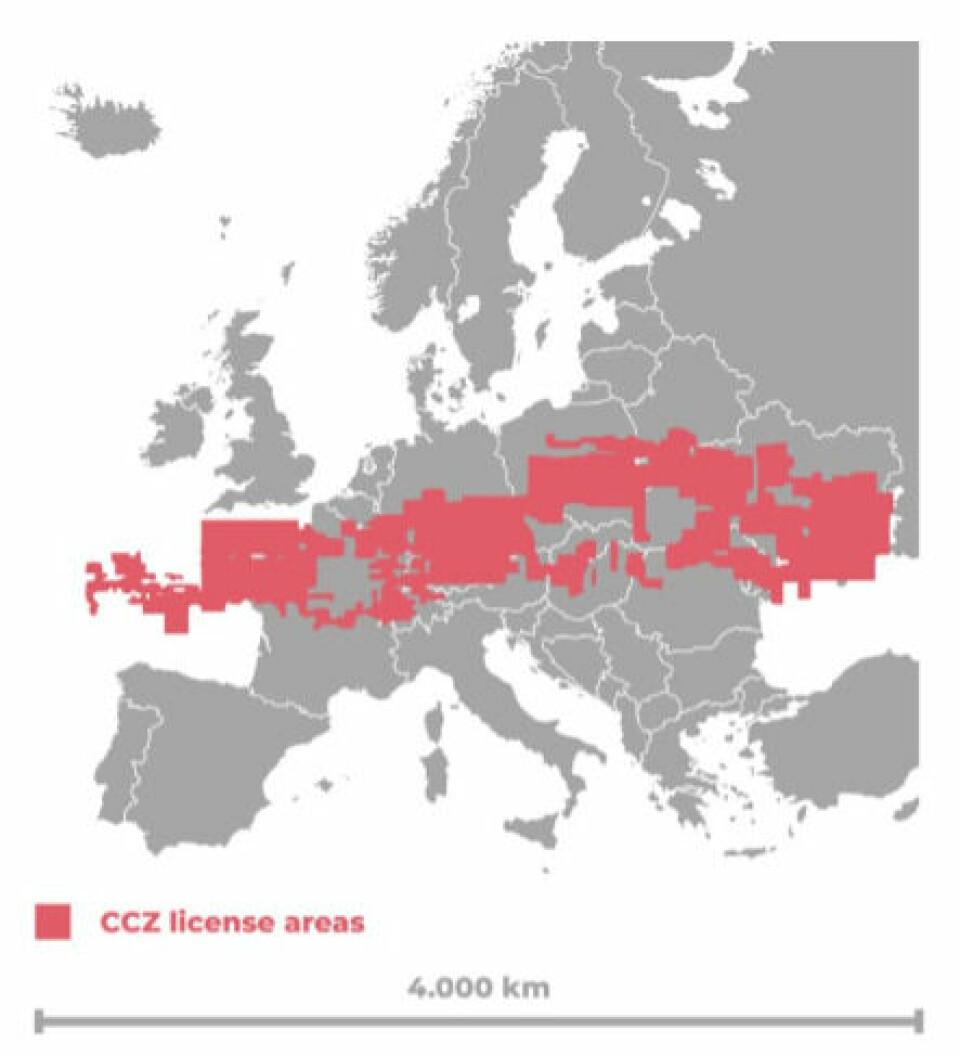 WWFs kart over lisensområder for mineralleting i Stillehavet sammenlignet med Europa.