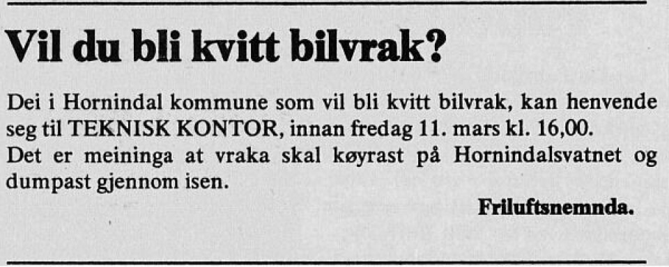 Eksempel på tidligere avfallsløsninger: Det ble ikke bare brukt landareal til avfallsdeponi, av og til var det praktisk med en dyp innsjø.