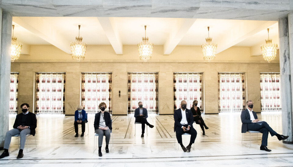 Pressekonferanse under pandemien i 2021.
